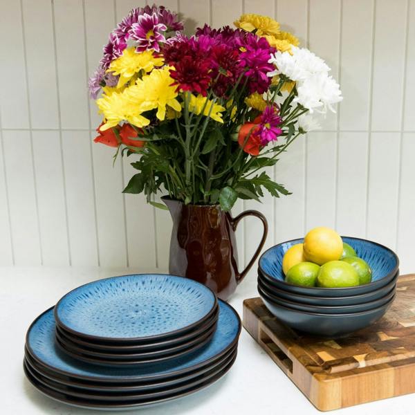Scandi Home Havn Ceramic Cereal Bowls, Set of 4, Blue Reactive Glaze