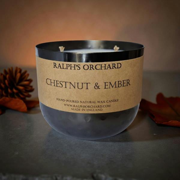 Ralph’s Orchard 2-Wick Dimpled Black Candles - Chestnut & Ember