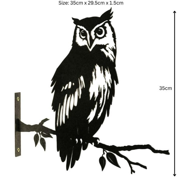 EDH Door Hardware Metal Owl Large Tree Silhouette – 35cm x 29.5cm | Rustic Outdoor & Indoor Wall Art for Garden, Fence, or Home Décor