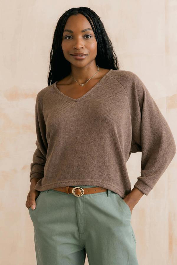 Lily & Me Rewilding Batwing Jumper Mocha