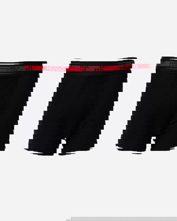 HUGO Planet 3-Pack Stretch-Cotton Logo Waistband Trunks - Bright Red 621 - CHO - Designer Mens Underwear