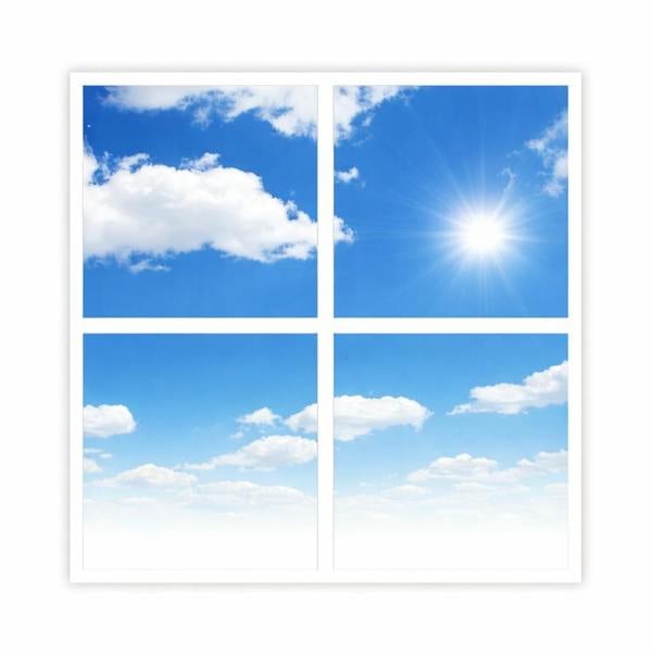ENER-J 40W SKY LED 3D Ceiling Panel 60x60cms, Set of 4 Ultra Thin LED Panels, for Waiting Area, Hallway, Office and Home
