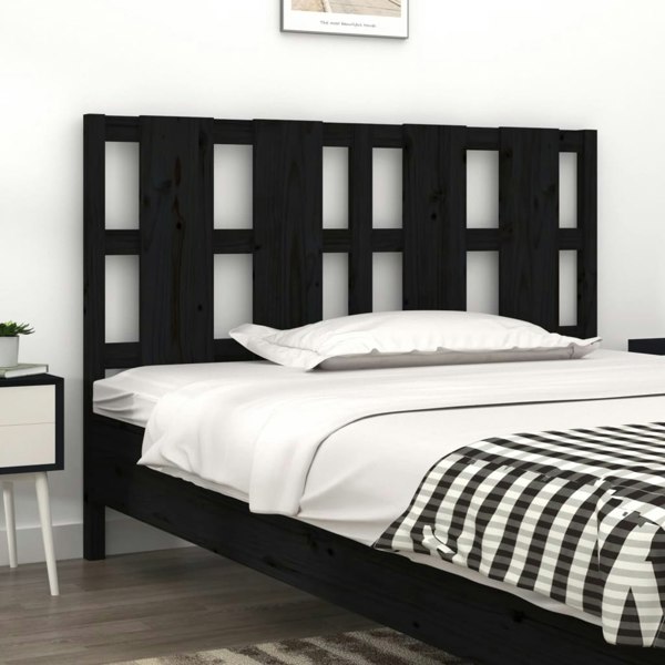 Berkfield Bed Headboard Black 125.5x4x100 cm Solid Wood Pine