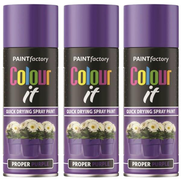 Paint Factory 3X  Proper Purple Gloss Spray Paint 400ml