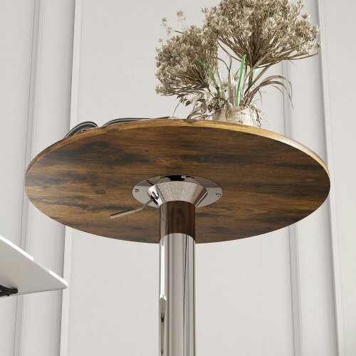 Wyld Haus Redone Rustic Brown Adjustable Swivel Round Bar Table With Steel Base