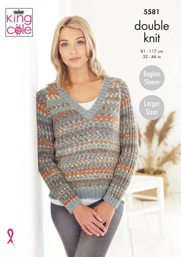 King Cole Drifter DK & Subtle Drifter DK Knitting Pattern 5581, Sweaters, Cardigans for Women, 32 - 46 Inches