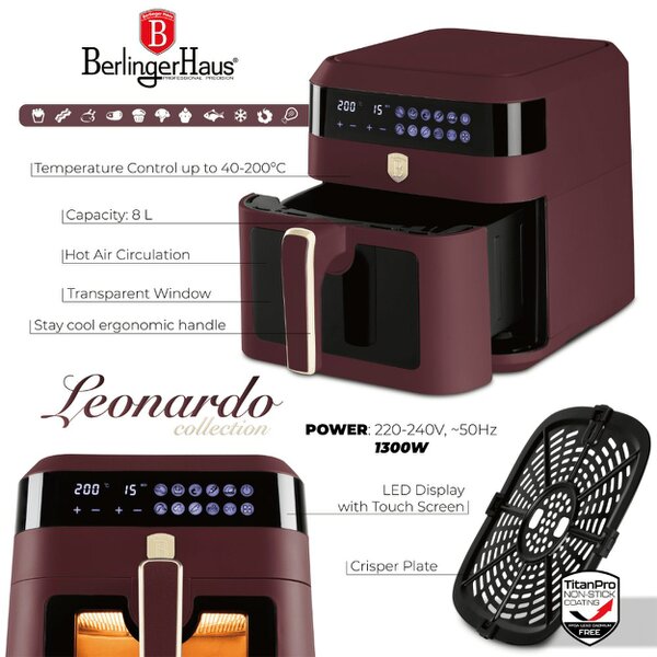 Berlinger Haus Air fryer, 6,3 L, visible window Berlinger Haus BH9687