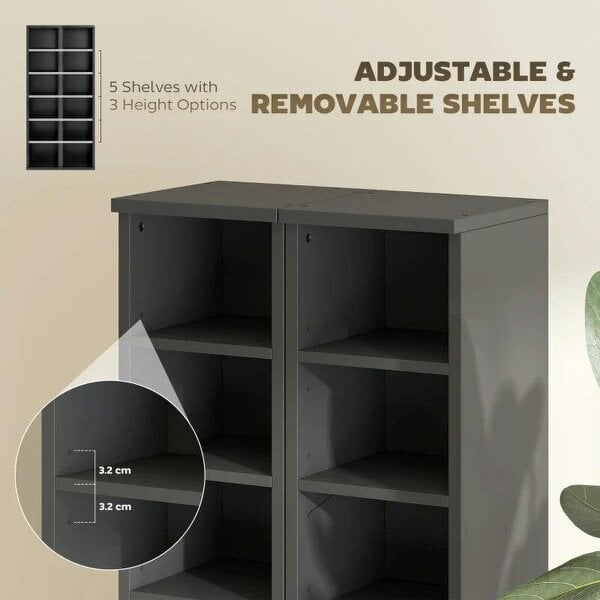Bobobiy Set of 2 CD Media Display Shelf Unit Tower Rack with Adjustable Shelves, Black