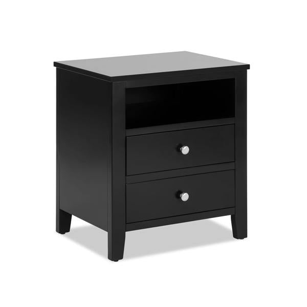 Statement Furniture Brooklyn Modern Bedside Table with Drawers and Shelf Assembled