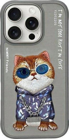 Nimmy Friends Glasses Cool Cat Case for iPhone 16 Pro Max 6.9" Grey - N-YJ-iP16-Pro-Max-05-B