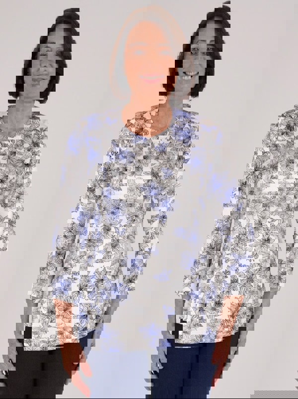 TIGI-Wear Linear Floral Asymmetric Top