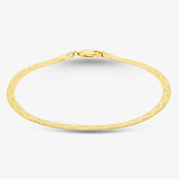 T. H. Baker 9ct Yellow Gold 7 Inch Diamond Cut Wave Herringbone Bracelet 1.29.9481