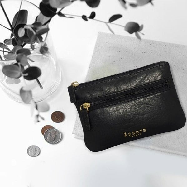 Assots London 'MARY' Black Soft Small Leather Coin Purse