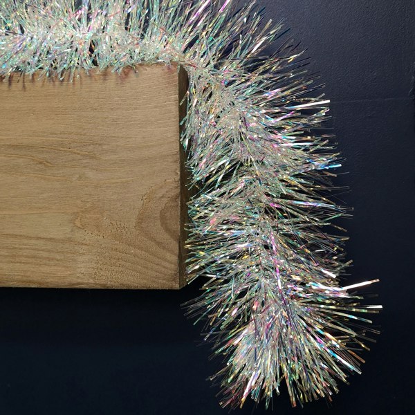 Samuel Alexander 200cm x 12cm Fine Cut Iridescent White Tinsel Garland Christmas Tree Decoration