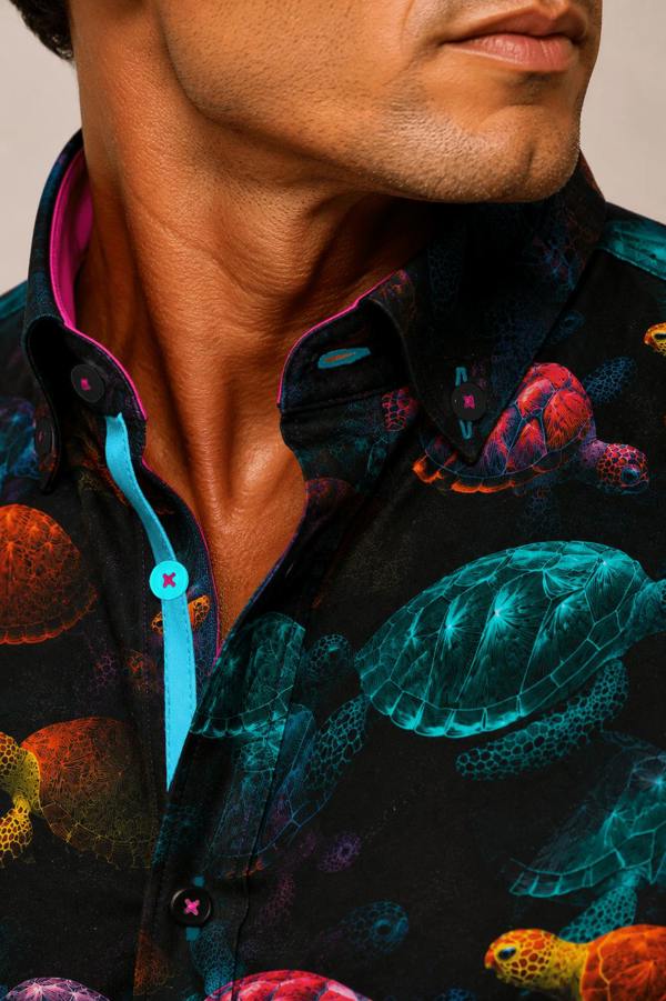 Sea Turtle Odyssey Print Short Sleeve Shirt - Claudio Lugli Shirts
