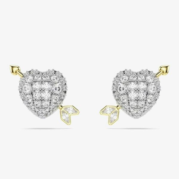 Swarovski Idyllia Mixed Metal Zirconia Heart Stud Earrings 5737298