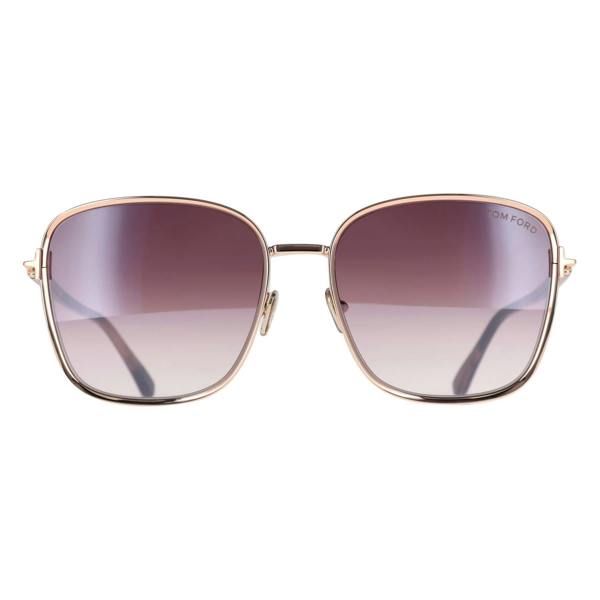 Tom Ford Sunglasses FT1029 Fern 28Z Shiny Rose Gold Rose Smoke Gradient