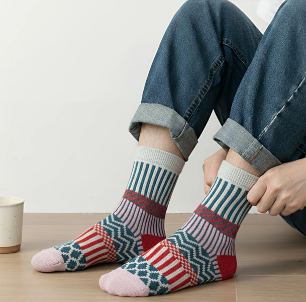 Anysox 5 Pairs Wool Socks One Size 5-9 Thick Warm Winter Mix Colors