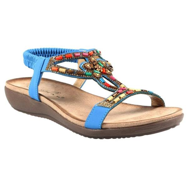 Lunar Womens/Ladies Mariella Beaded Sandals - Blue - 
