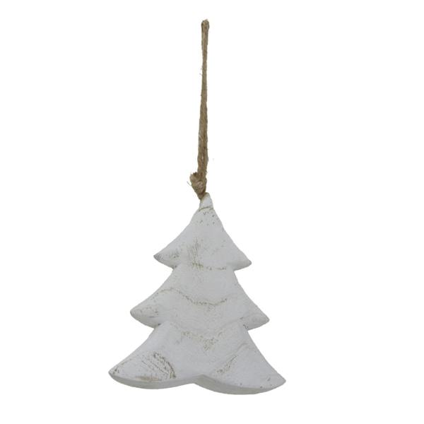 Hill Interiors White Washed Christmas Tree Hanging Decoration - White - 