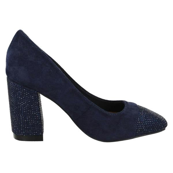 Spot On Ladies Spot On Diamante Heel And Toe Cap Court Shoes  F90138