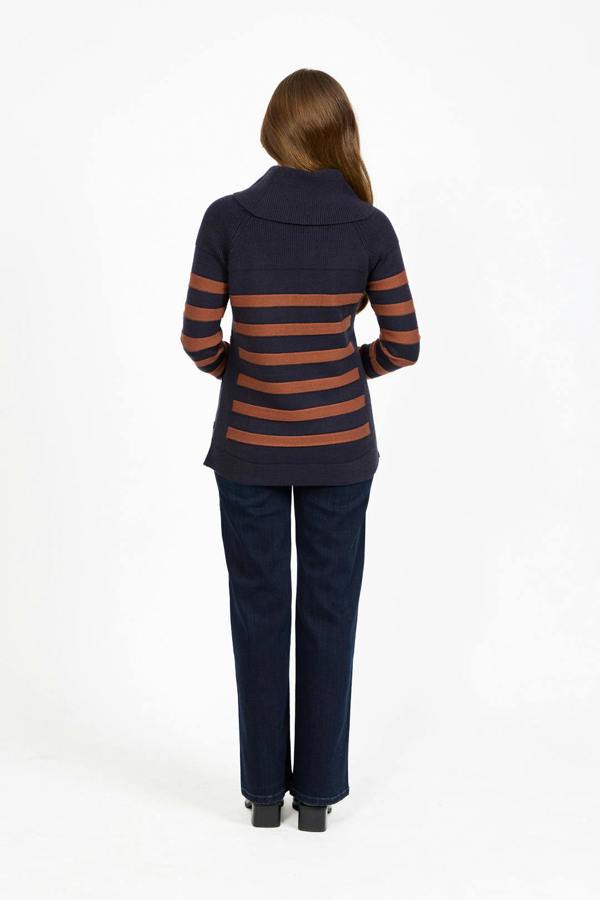 Mudflower Stripe Knit Cowl Neck Jumper