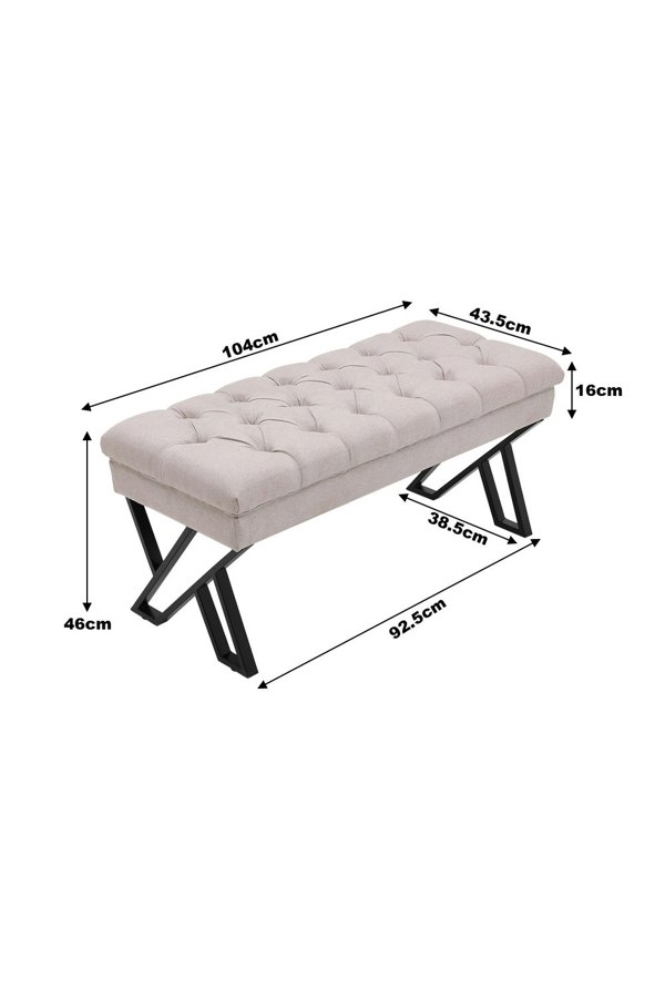 Living and Home Mid Century Metal Upholstered Bench
