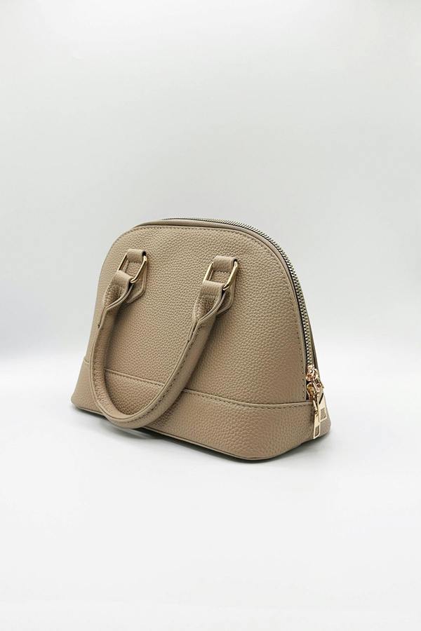 Faux Leather Mini Crossbody Bag In Beige - svnx