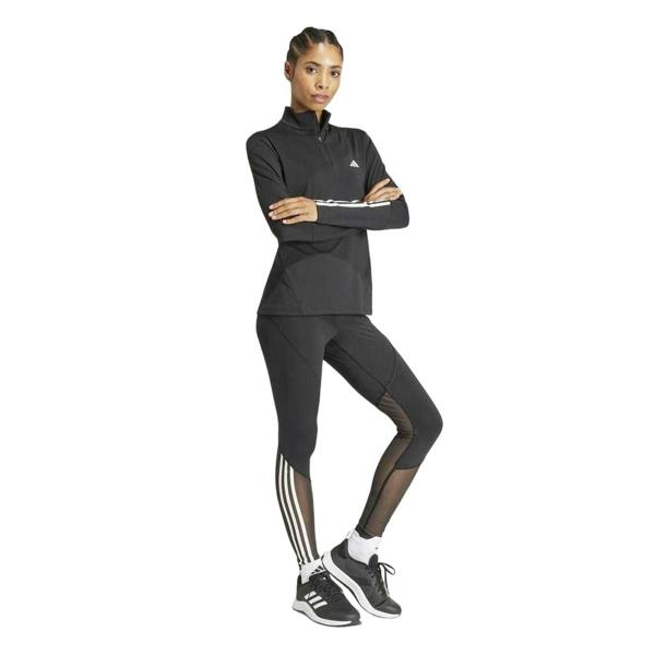 Adidas Womens/Ladies Hyperglam Zip Neck Gym Top - Black - 