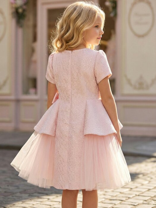 DRESS & Fleur Girls Bows and Tulle Dress in Pink