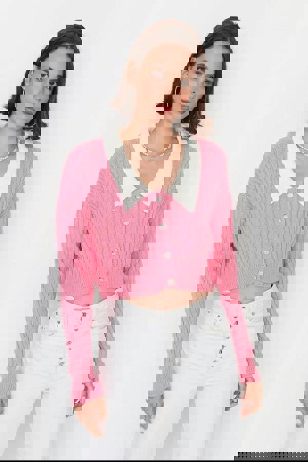 WOVCOR Super Crop Shirt Garnish Knit Cardigan