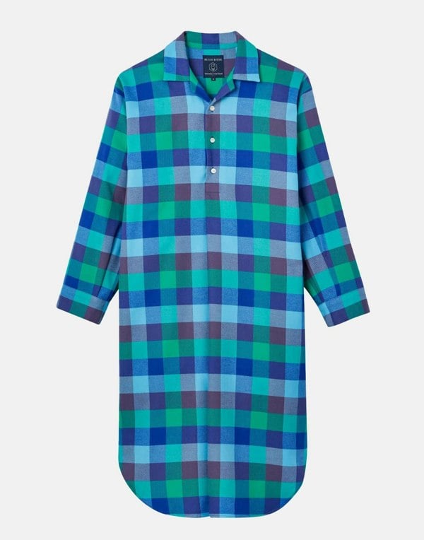 Men's Brushed Cotton Nightshirt – Blue Shire Square - British Boxers