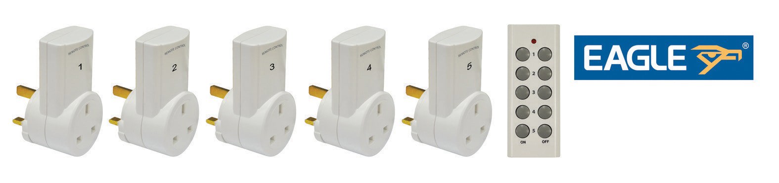 Eagle Connect Eagle 5 Way Remote Control Mains Socket Set