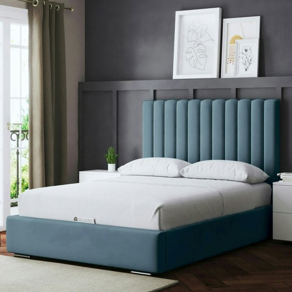 DS Living Evangeline Divan Bed with Upholstered Headboard - Blue - Single / 3ft