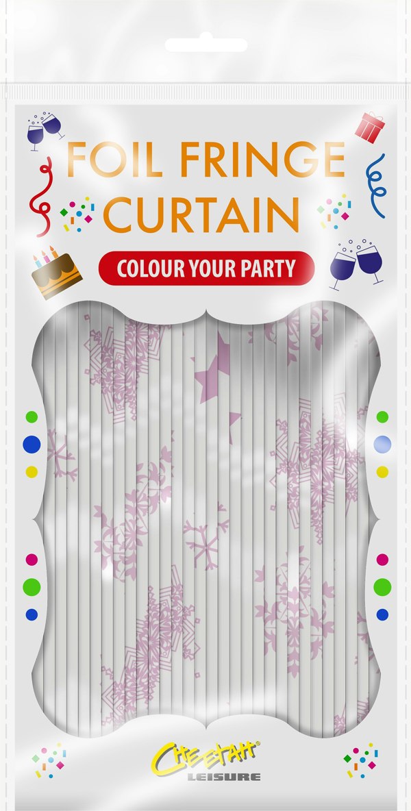 Cheetah Shimmer christmas Tinsel Curtain, 2M x 1M Pink