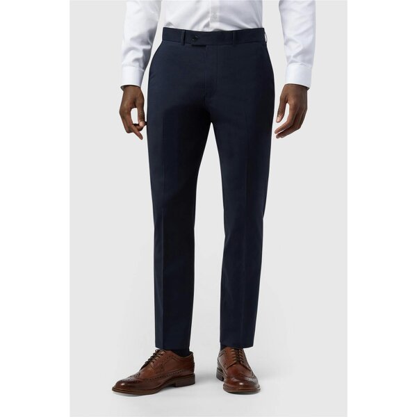 Alexandre Silver Alexandre Tailored Fit Navy Wool Blend Stretch Trouser