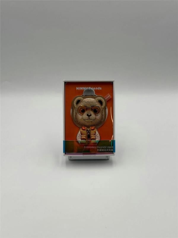 Nimmy Friends Nimmy Cool & Cute 2.0 Brown Bear Embroidery Magnetic Stand with MagSafe Brown - N-KM-BSZJ-11-B