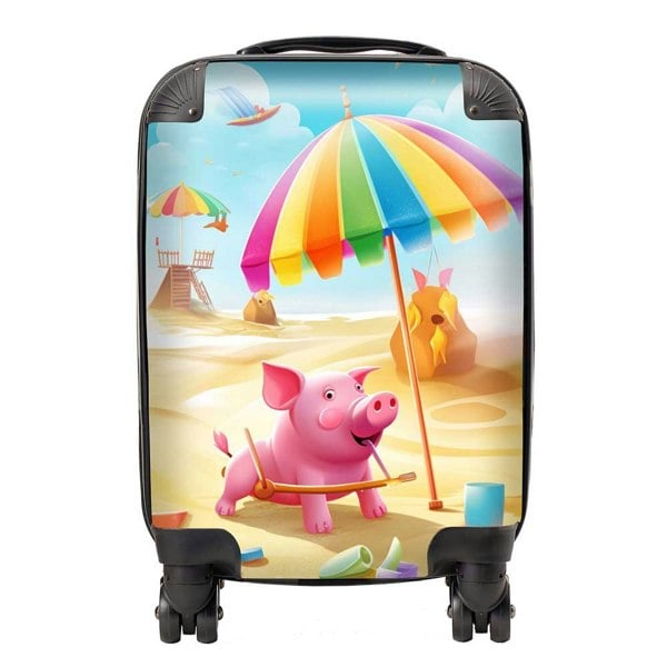 Warren Reed Pig On A Beach Holiday Suitcase