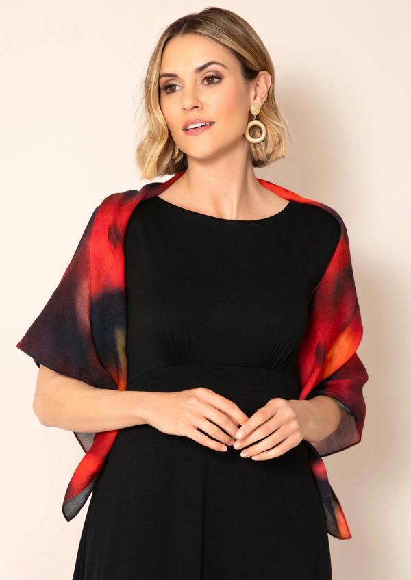 Alie Street London Minerva Silk Wool Scarf (Midnight Ember)