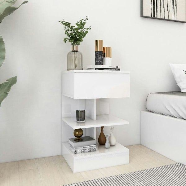 Berkfield Bedside Cabinet High Gloss White 40x35x65 cm Engineered Wood