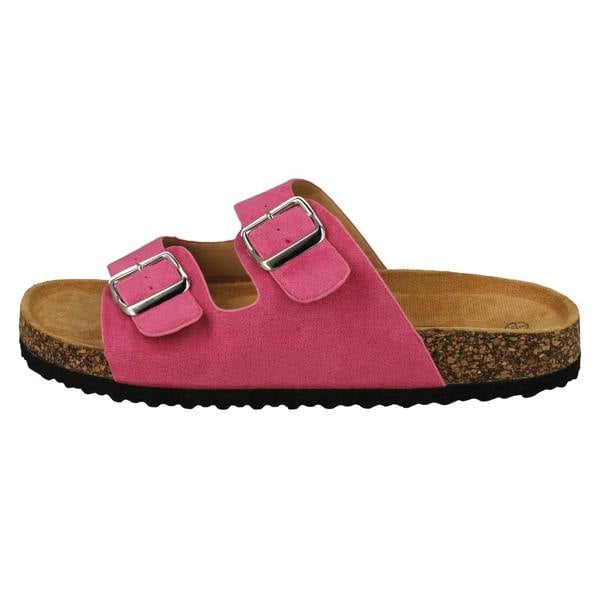 Spot On Ladies Spot On Double Buckle Detailed Mule Sandals F00412
