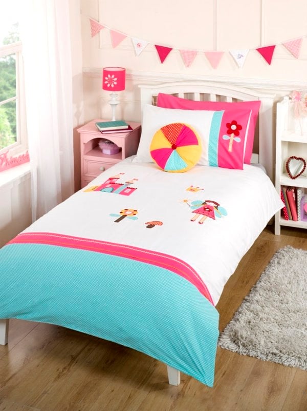 Sweet Dreams Childrens Fairy Applique Cotton Duvet Cover Set