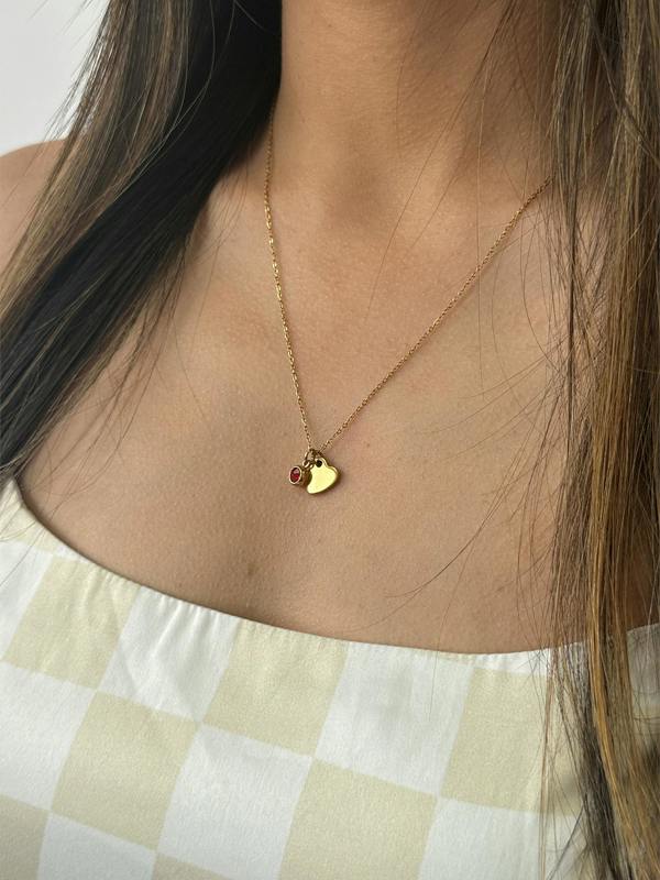 SVNX Mini Heart & July Birthstone Necklace in Gold - Gift Boxed