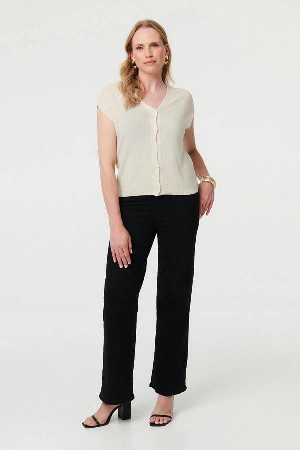 Cream | Sleeveless Button Front Knit Vest