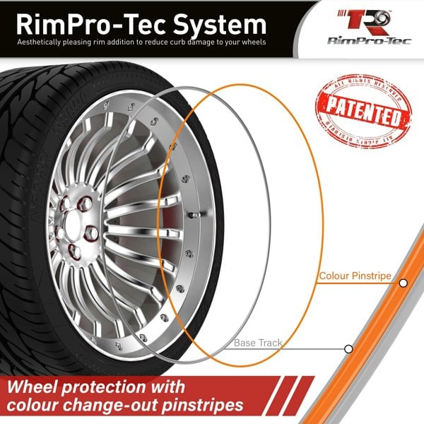 RimPro-Tec Group 4x Silver Base's 4x Orange Pinstripe's / RimPro-Tec® Wheelbands™ car wheel styling kit