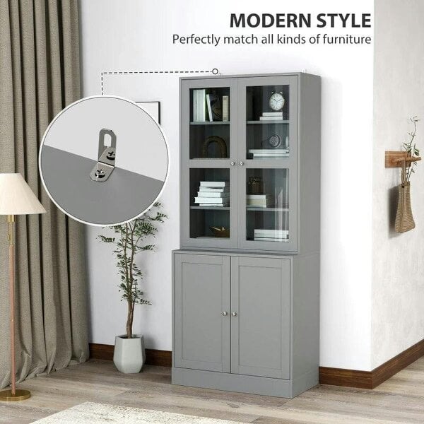 Double Storage Display Cabinet - Grey