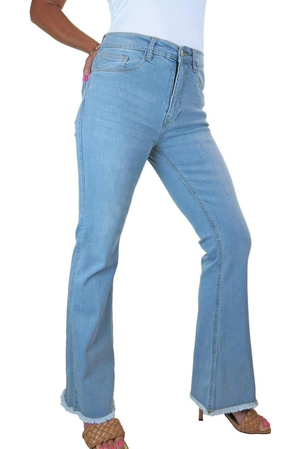 Paulo Due Womens Raw Hem Flared Denim Jeans