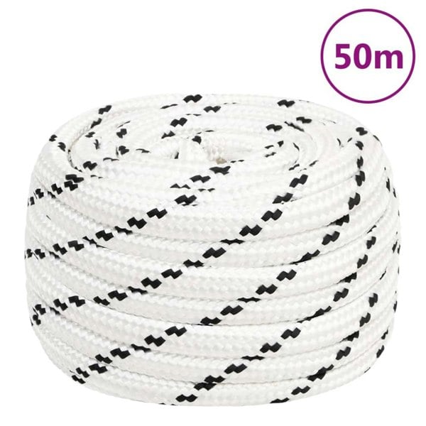 Berkfield Braided Boat Rope White 16 mmx50 m Polyester