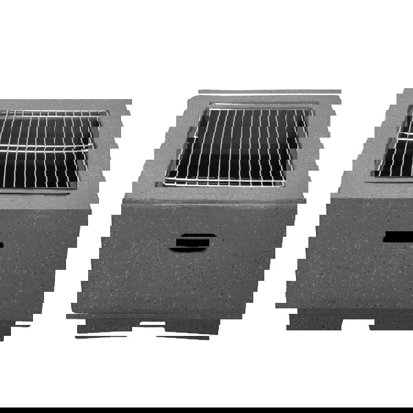 64cm Dark Grey Square Fire Pit Wood Burner & BBQ Grill Party Garden Heater - LoopsDirect