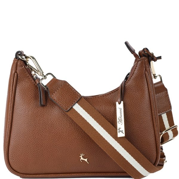 Ashwood 'Bella Toscana' Real Leather Crossbody Bag with Webbing Strap: 64296